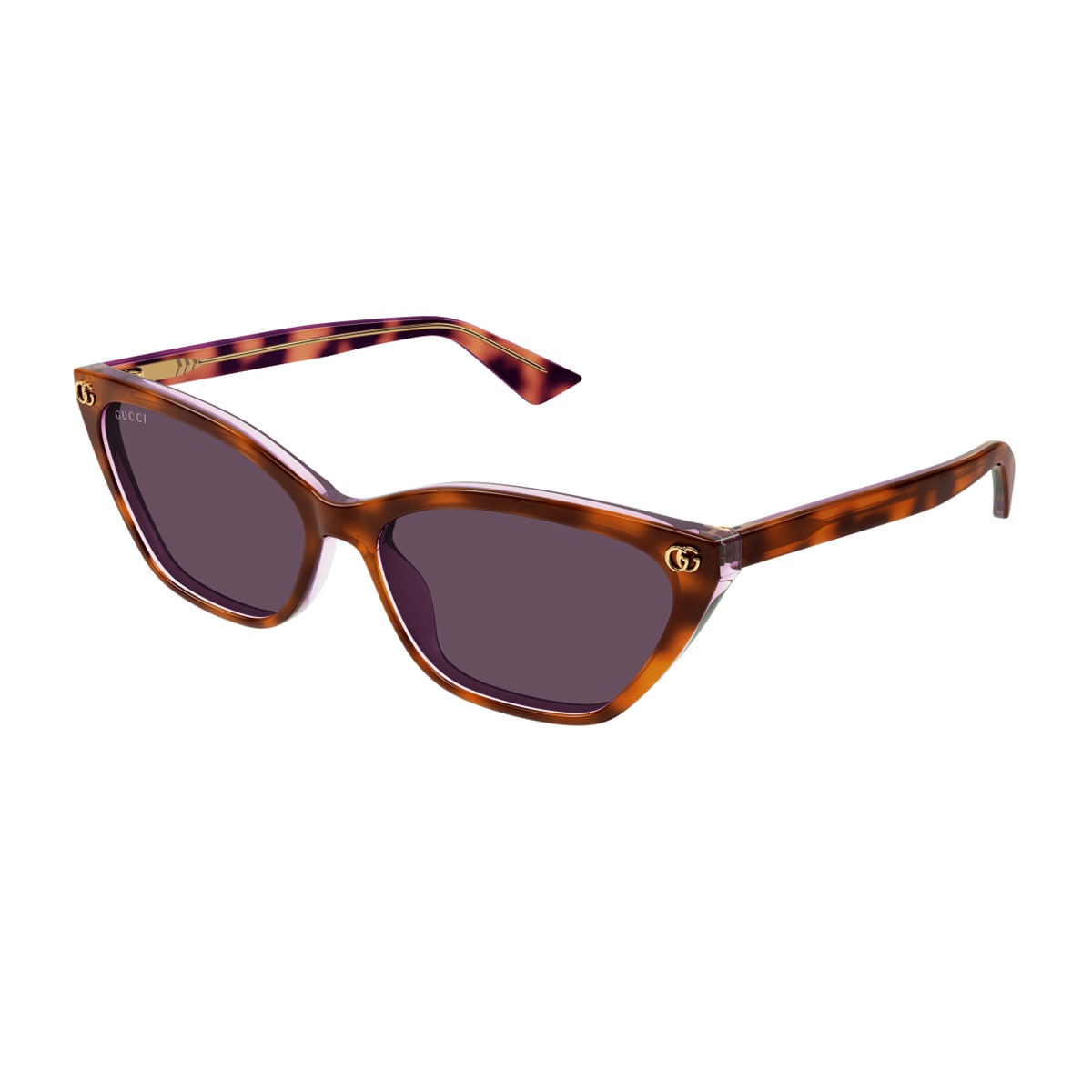 Gucci Gg1815s Linea Emblem 004 Havana Violet Sunglasses In Brown