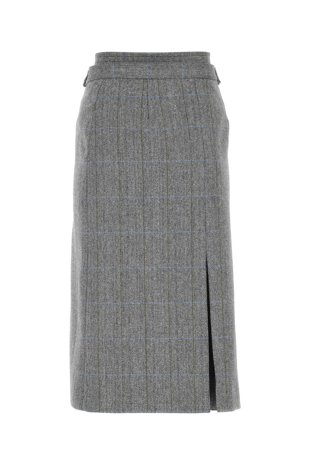 Maison Margiela Embroidered Wool Skirt In 001f