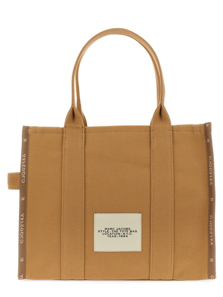 Shop Marc Jacobs The Tote Jacquard Large Bag In Beige