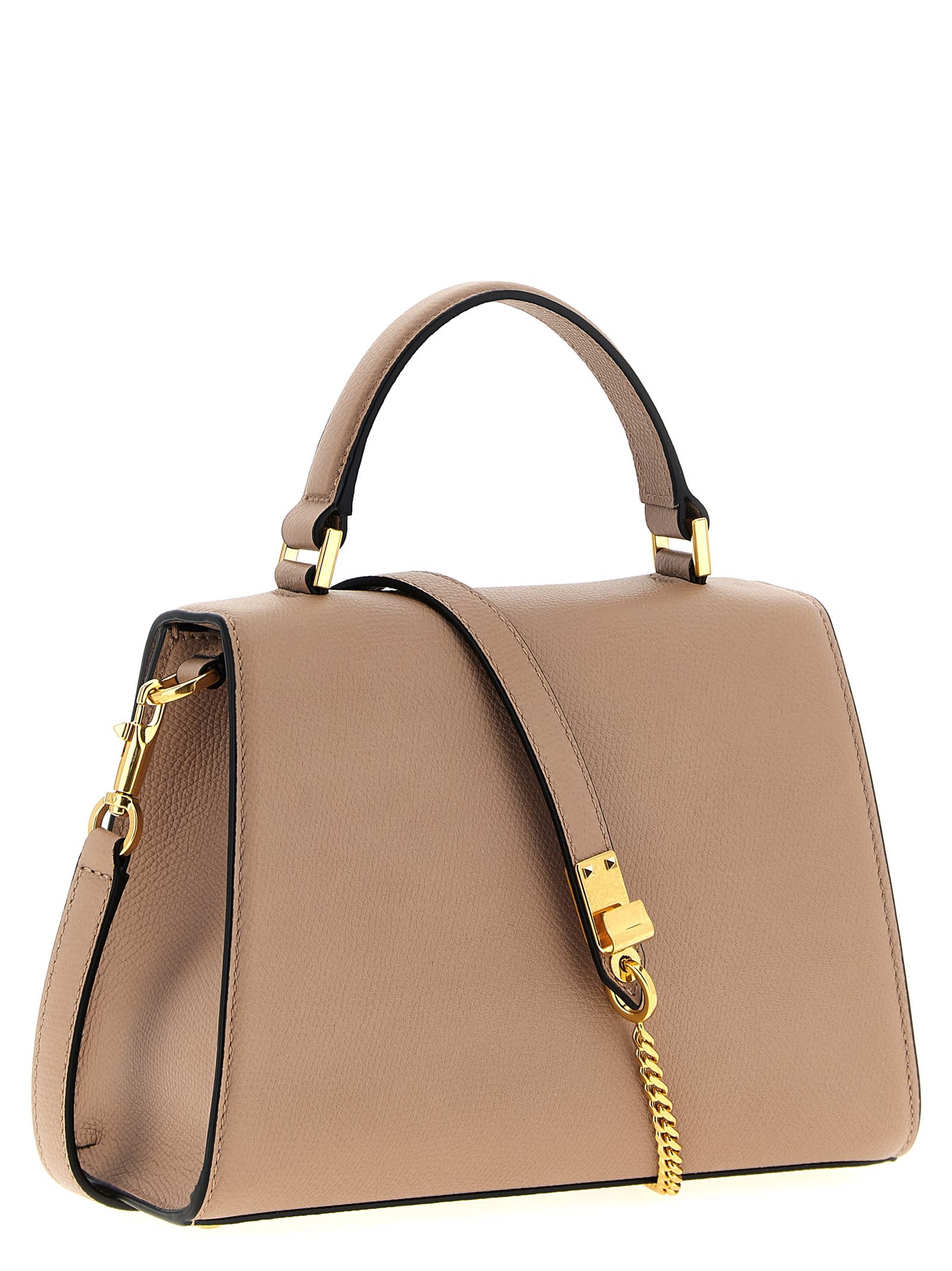 Valentino Small Vsling Handbag Top Handle In Neutral