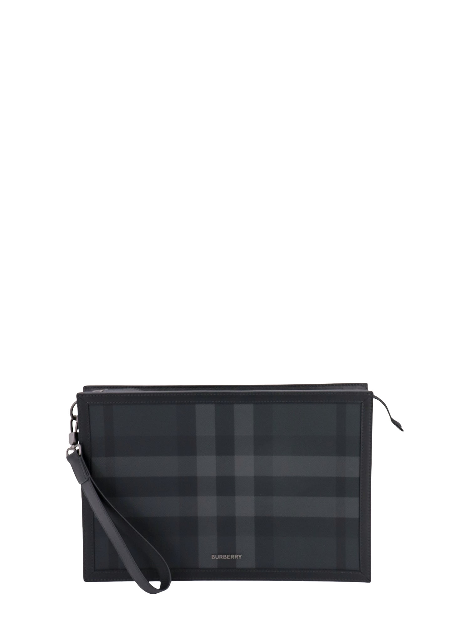 Shop Burberry Clutch In Charcoal
