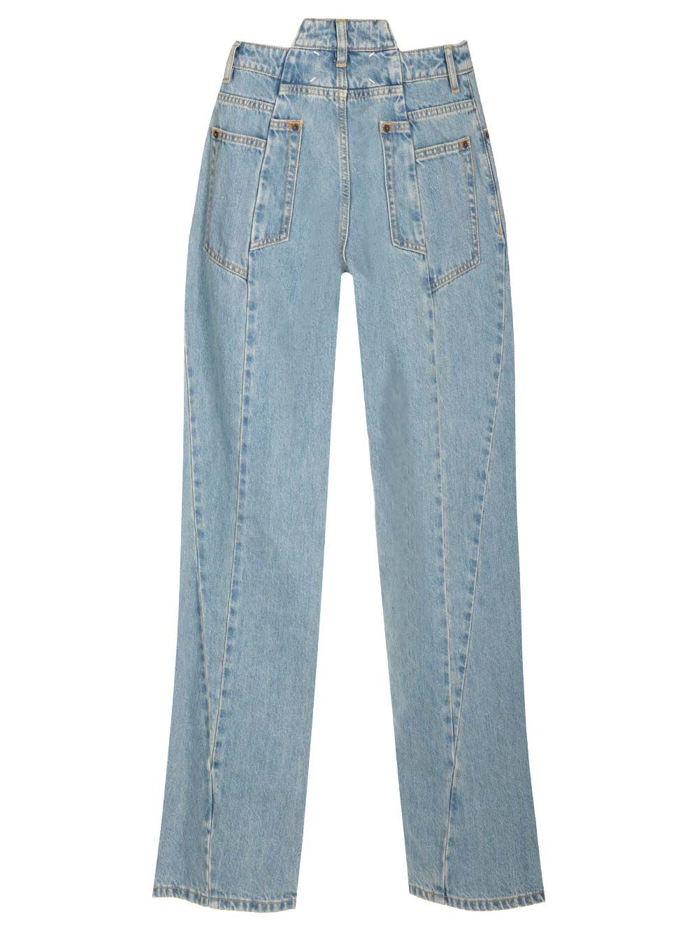 Shop Maison Margiela Cut-out Waist Jeans In Blue