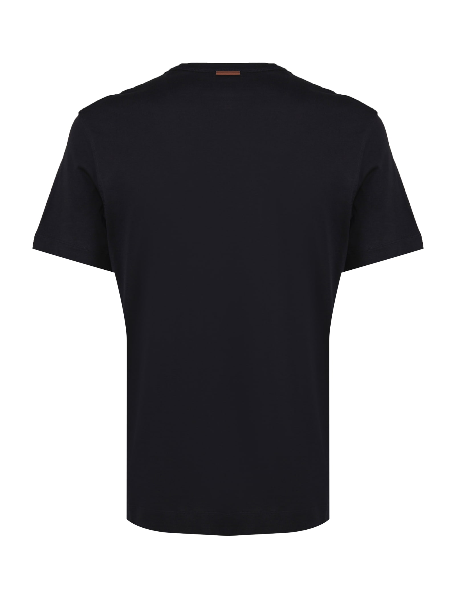 Shop Zegna Logo Cotton T-shirt In Blue Navy Unito