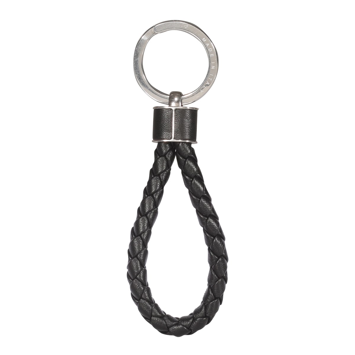 Shop Bottega Veneta Intreccio Key Ring In Black