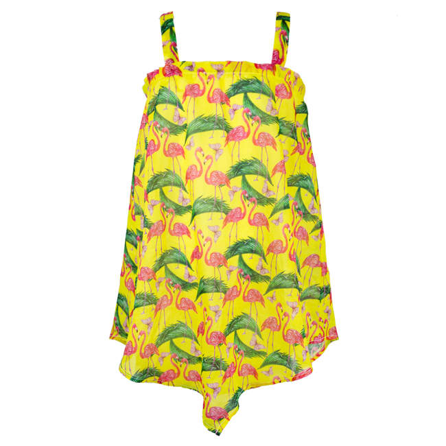 MC2 Saint Barth Little Girl Summer Beach Dress With Flamingo