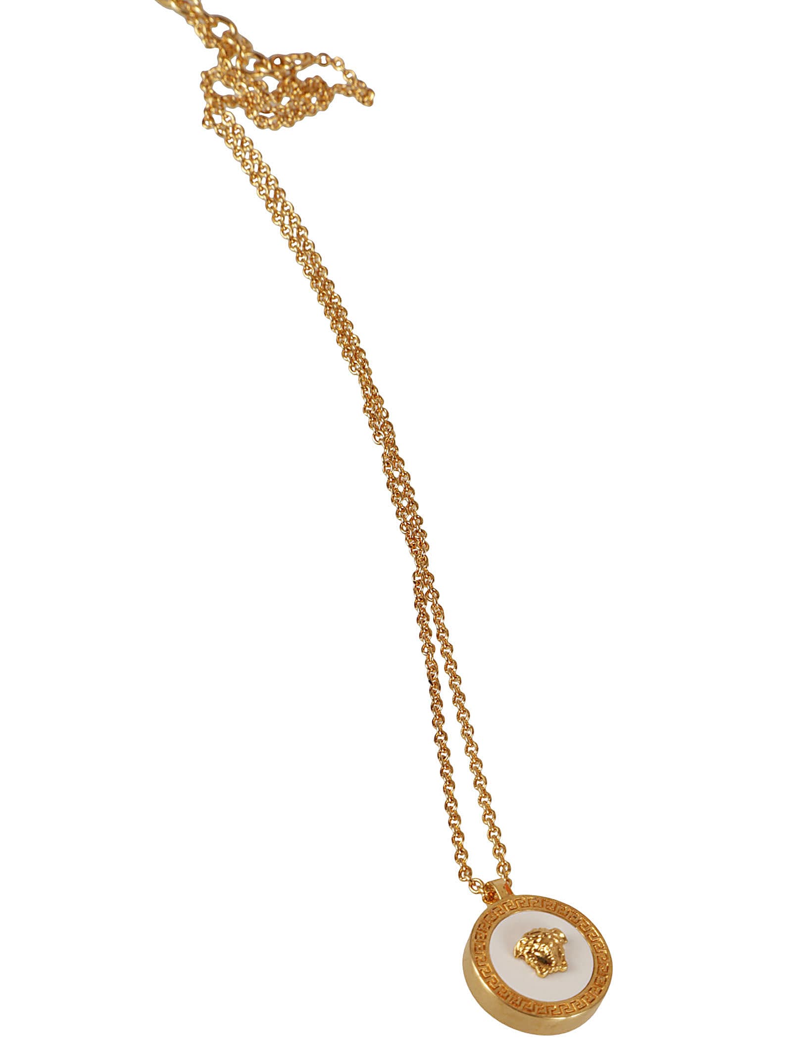 Shop Versace Ux Logo Necklace In Tribute Gold