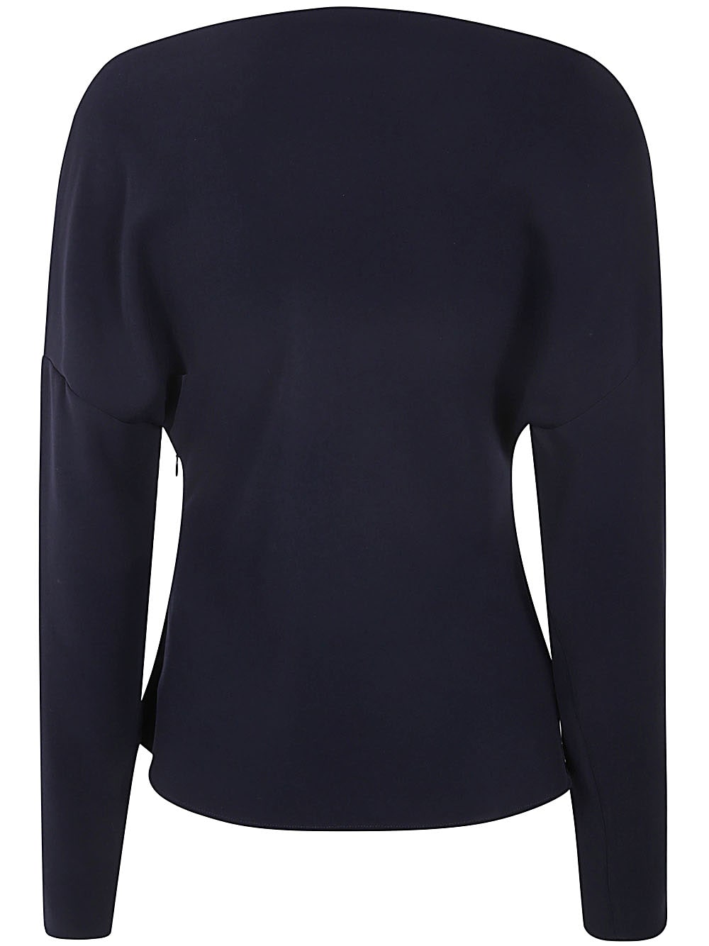 Shop P.a.r.o.s.h Long Sleeve Blouse With Dropping Neckline In Blue