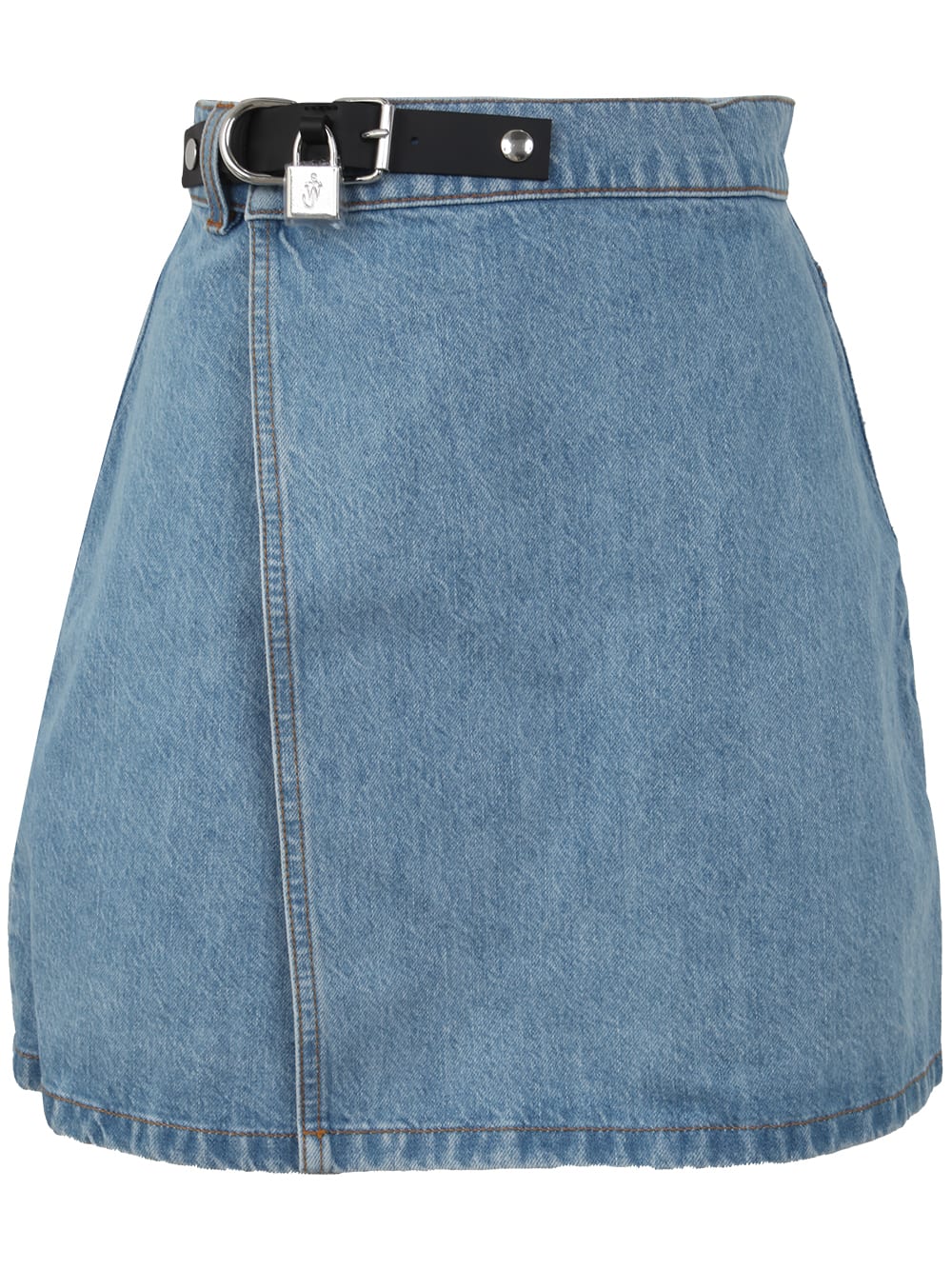 Shop Jw Anderson Padlock Strap Mini Skirt In Light Blue