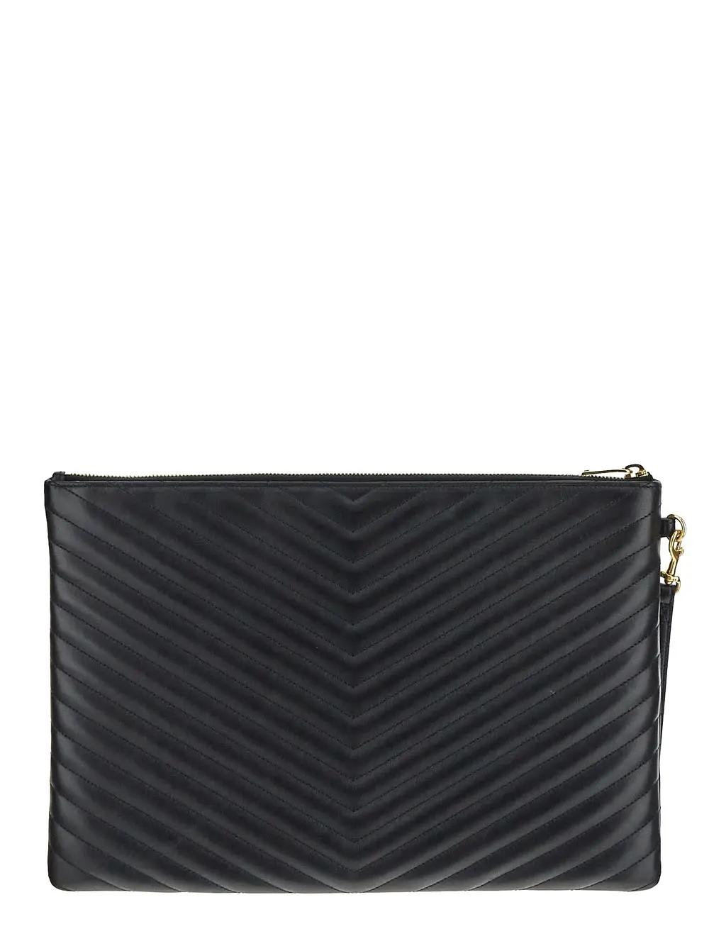 Shop Saint Laurent Cassandre Matelassé Document Holder In Quilted Leather In Black