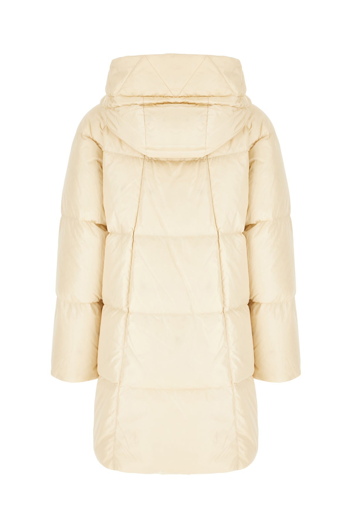 Weekend Max Mara Drawstring Hood Long Quilted Parka In Panna