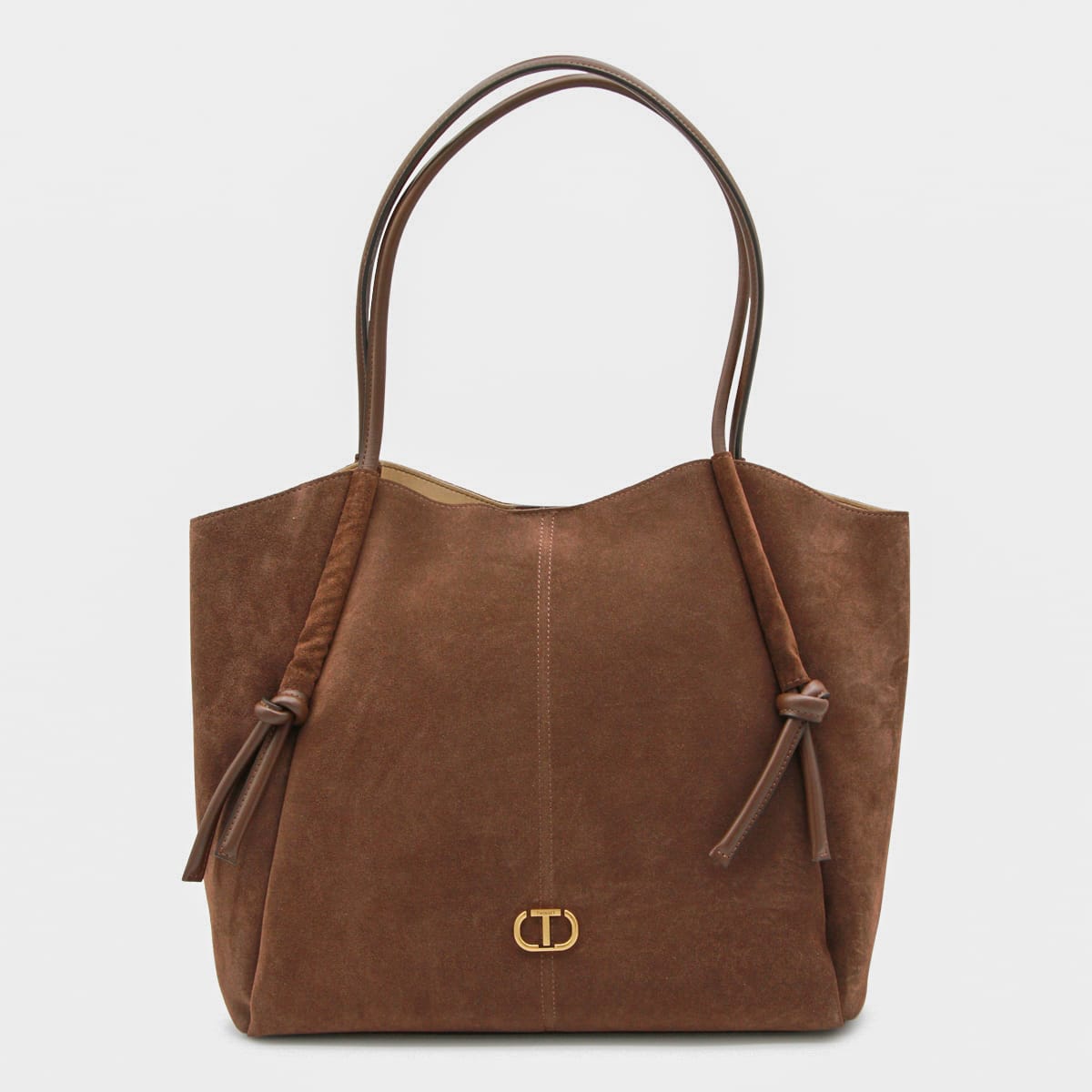 Twinset Knot-detail Logo Tote Bag In Brown
