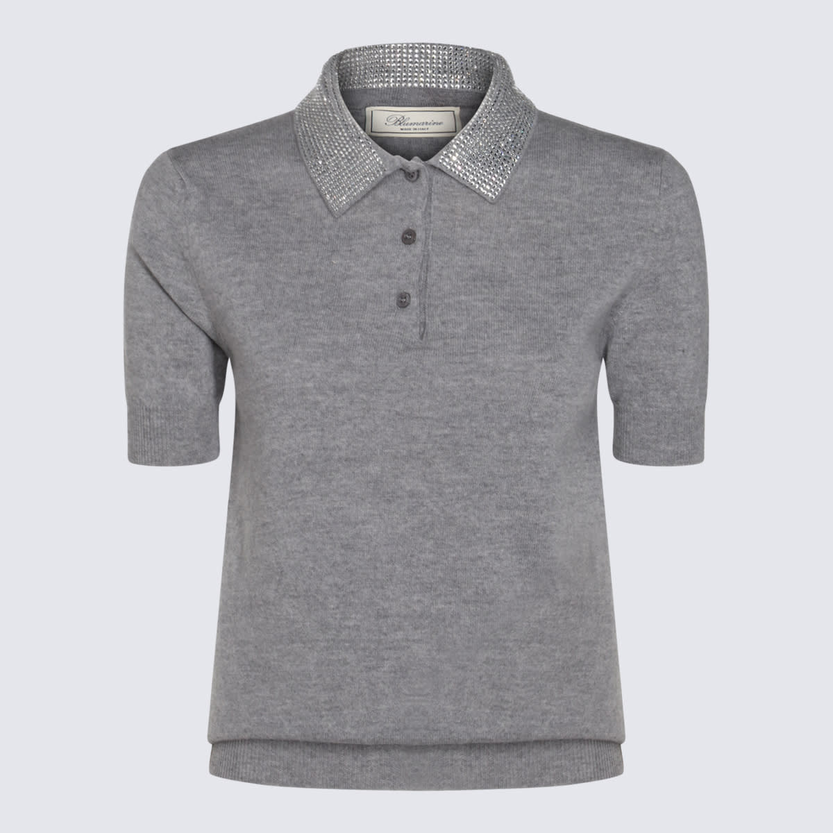 Shop Blumarine Grey Wool Polo Shirt In Wild Dove