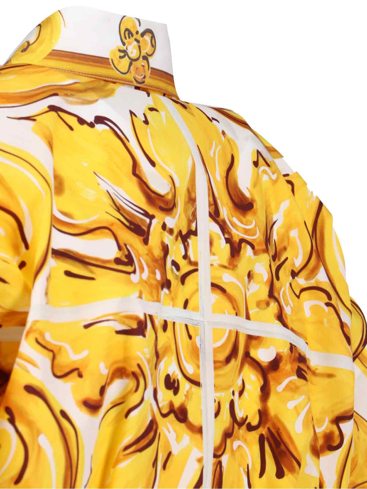 Shop Dolce & Gabbana Maiolica Print Crop Shirt In Giallo