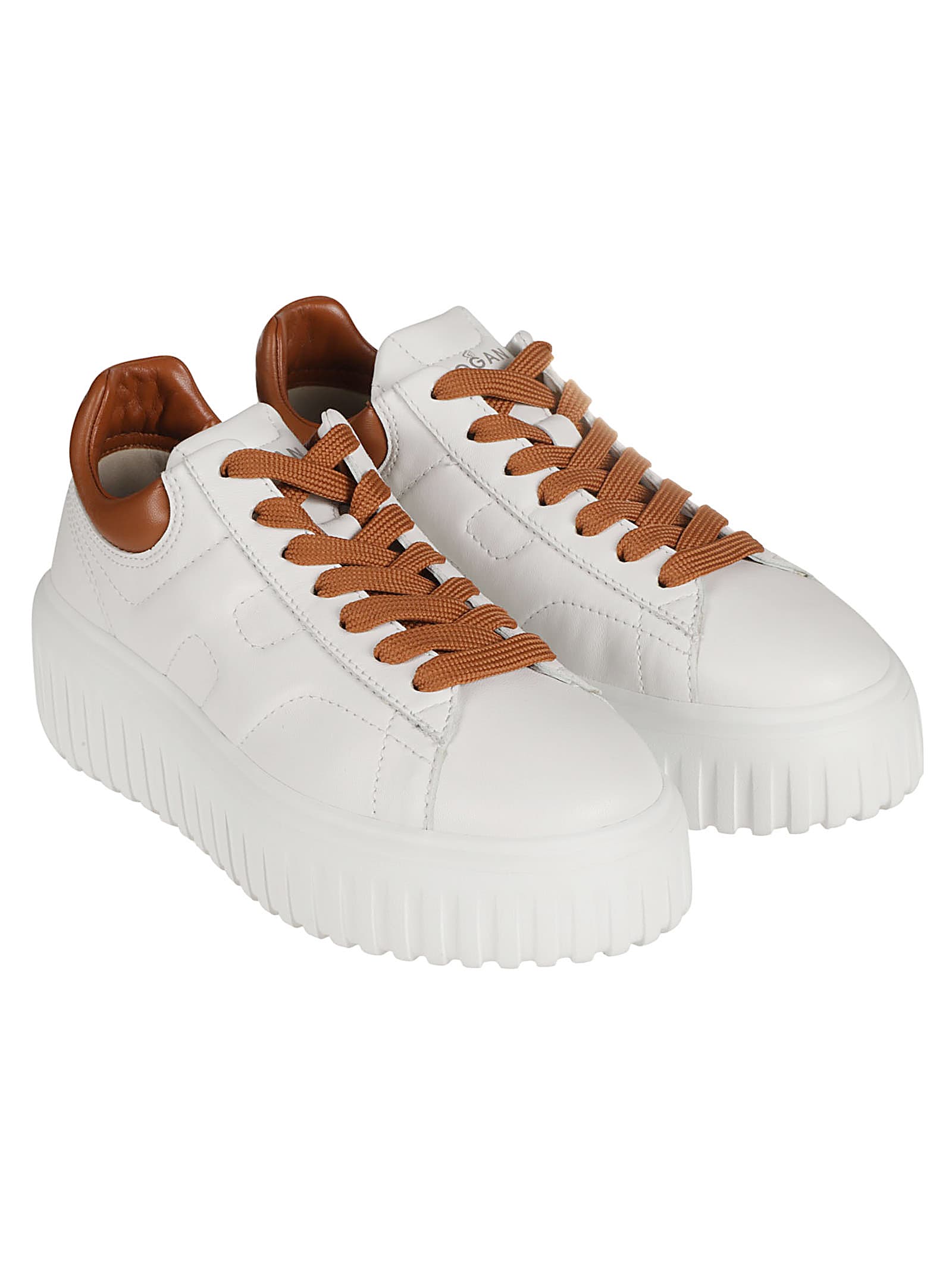 Hogan H-stripes Low-top Leather Sneakers In White