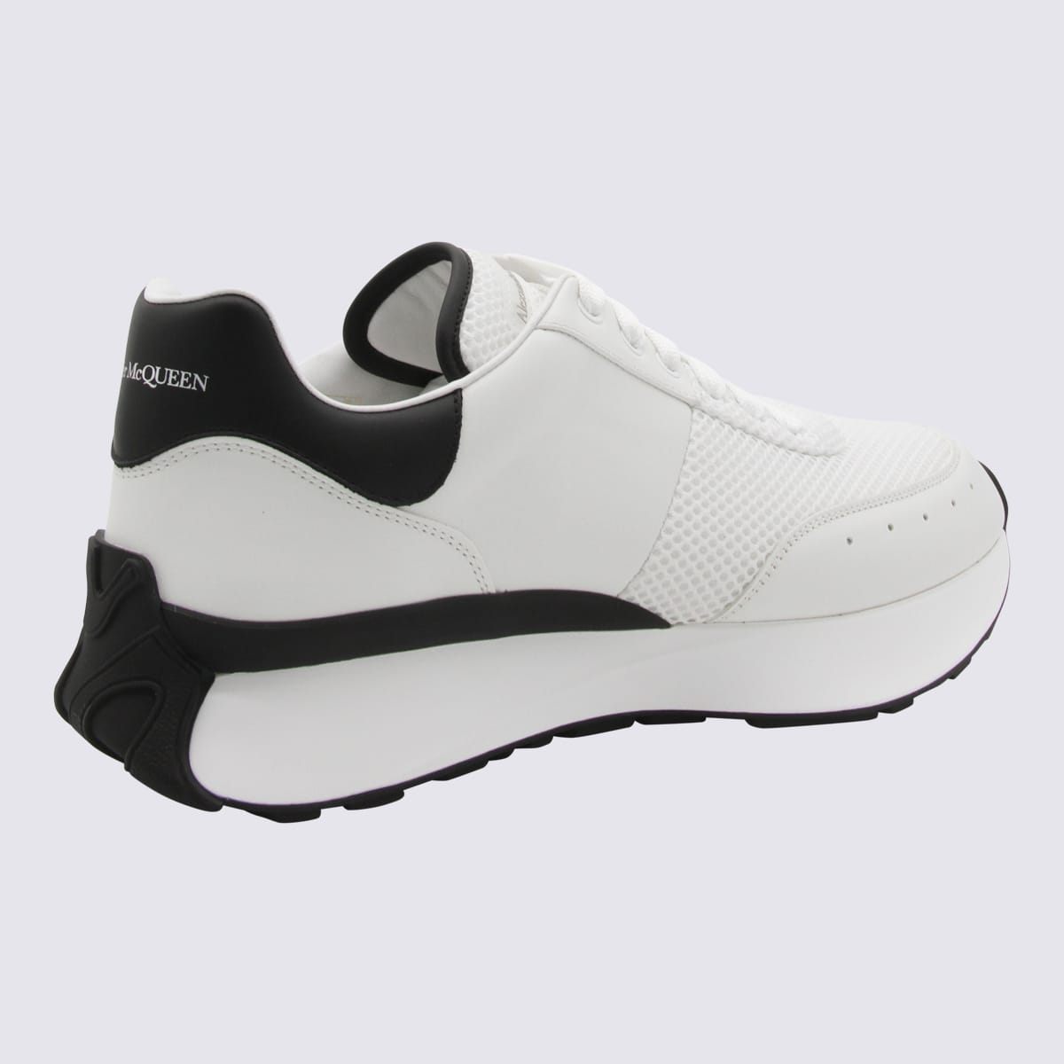 Shop Alexander Mcqueen White And Black Leather Sneakers In White/black/silver