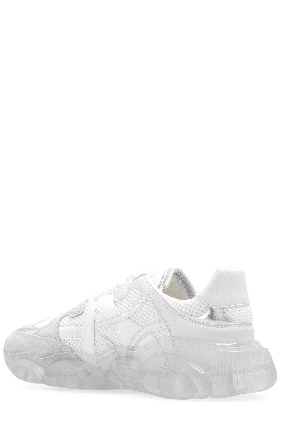 Shop Moschino Round-toe Chunky Lace-up Sneakers In White
