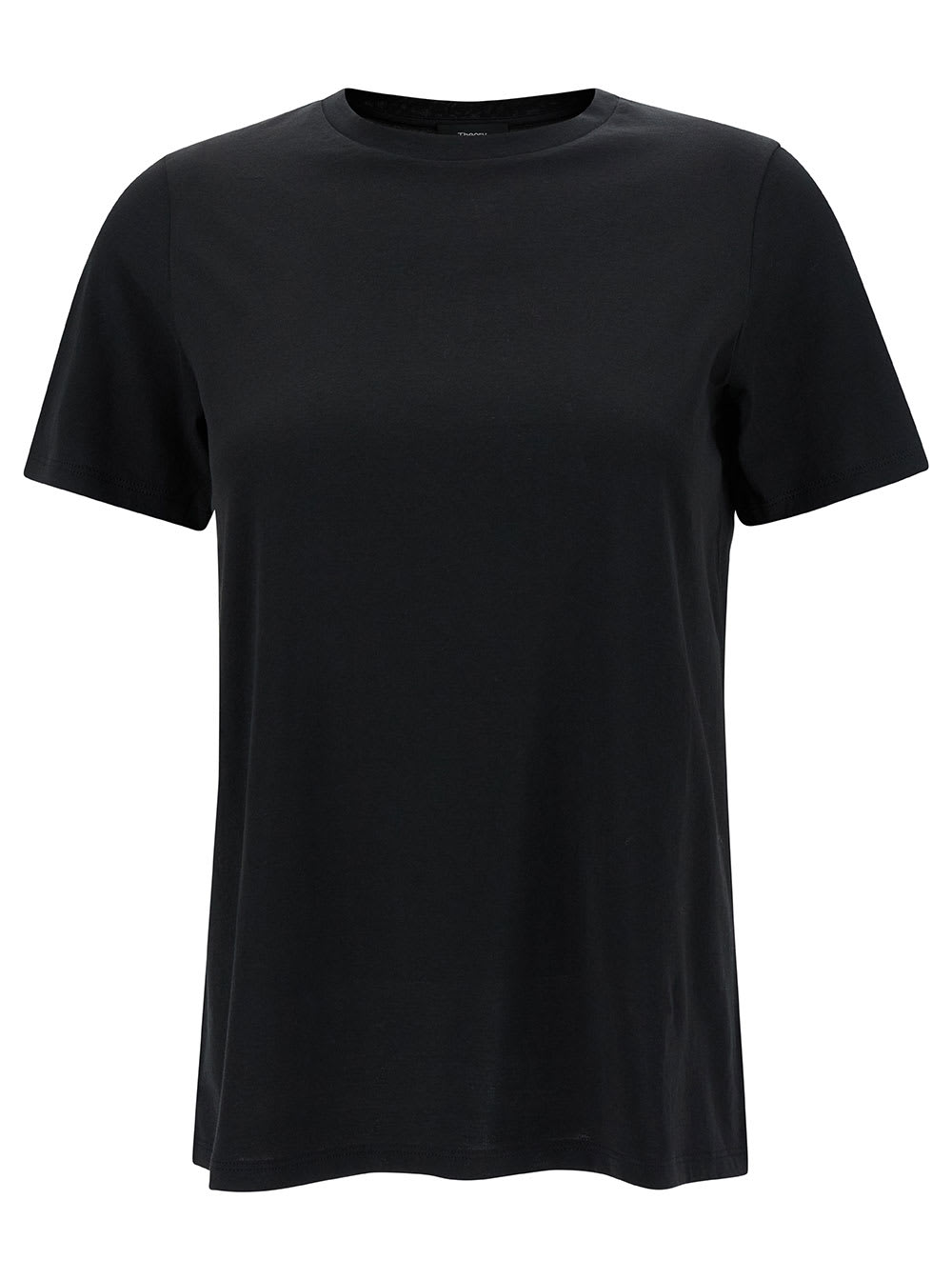 Shop Theory Black Crewneck T-shirt In Cotton Woman