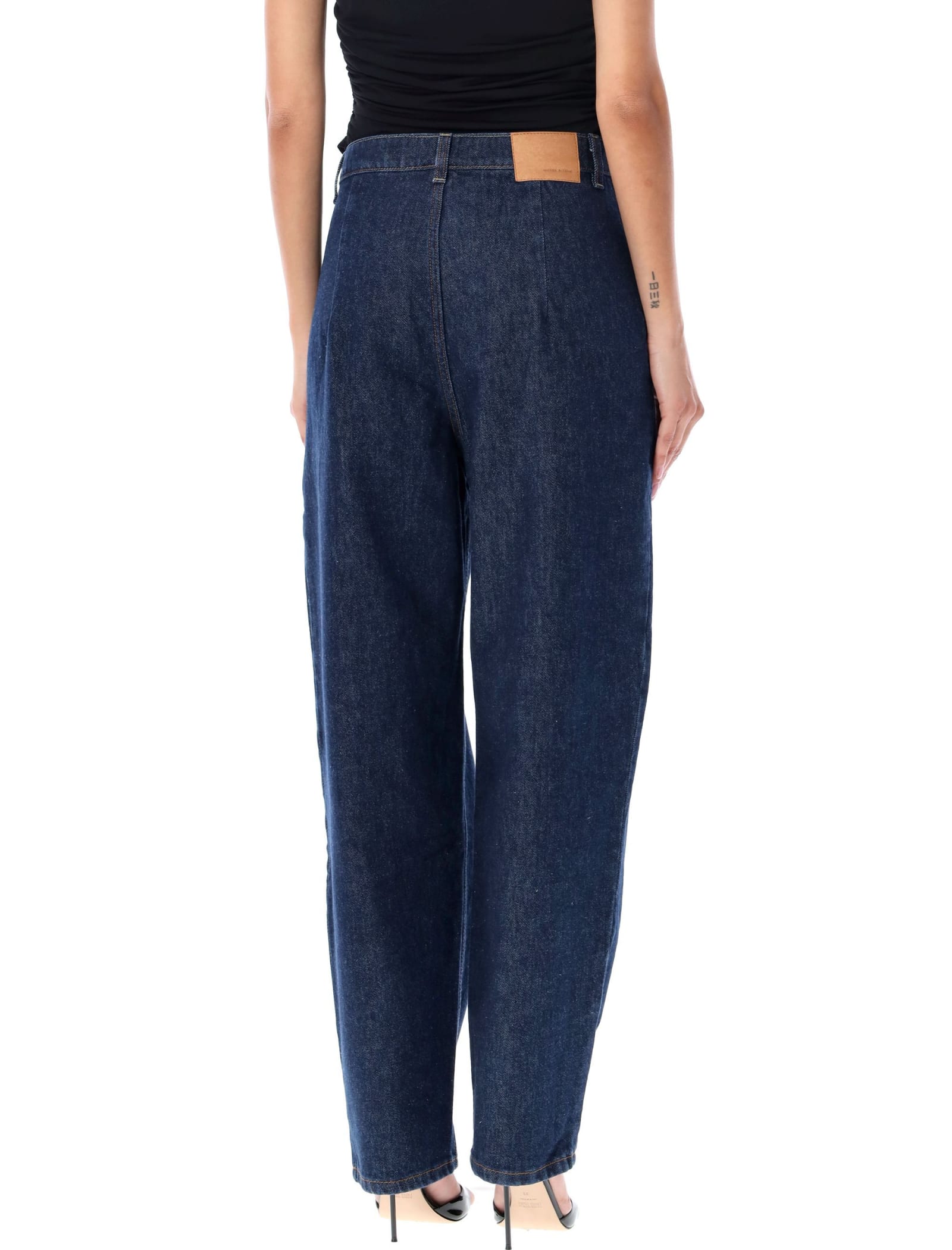 Shop Magda Butrym Denim Pant In Navy