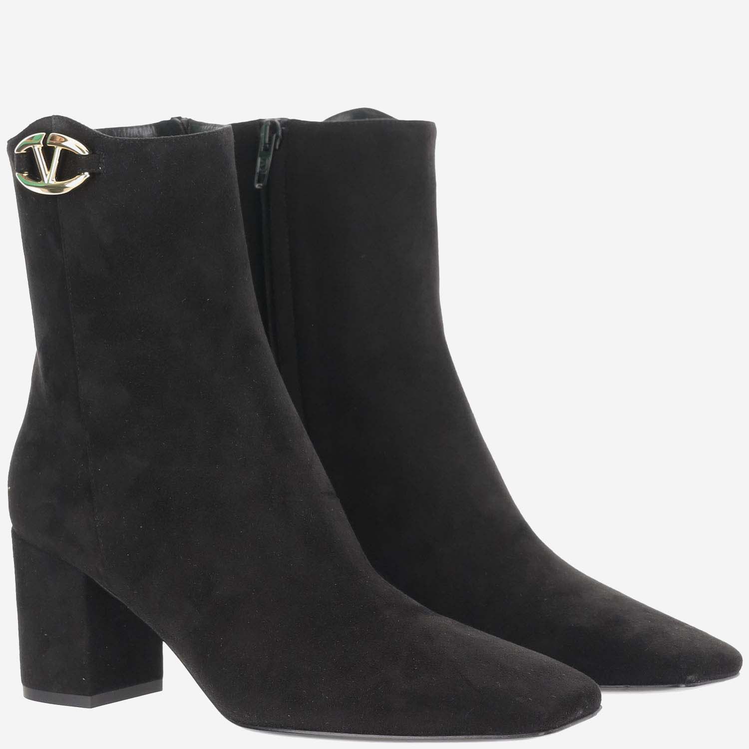 Shop Valentino Vlogo The Bold Edition Suede Ankle Boot In Black