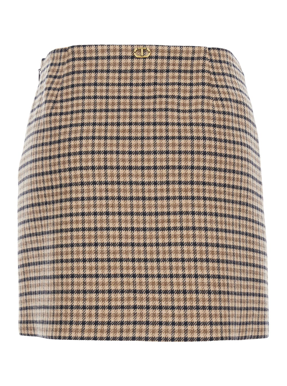 Twinset Check Motif Skirt In Brown