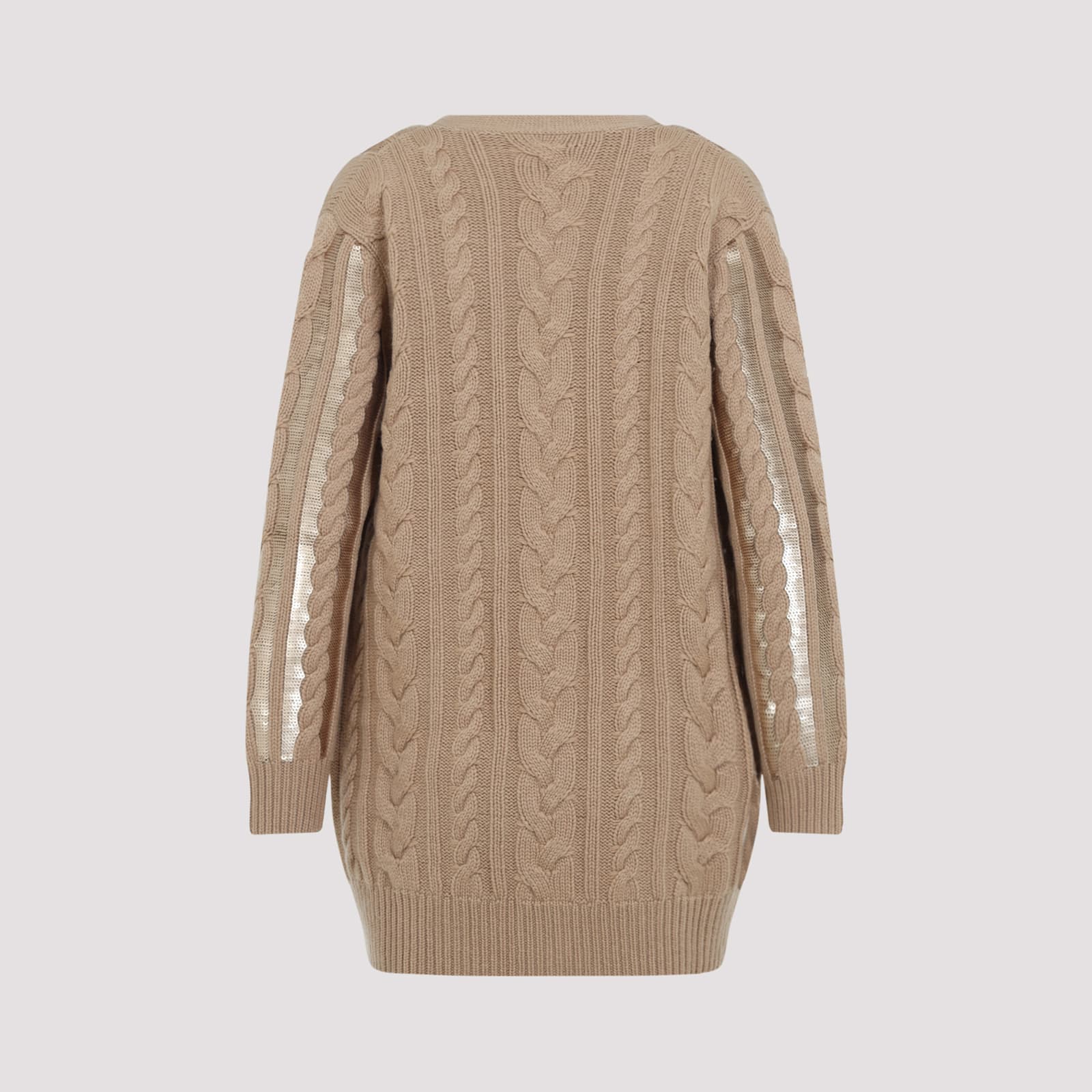 Max Mara Mirco Cable Knit Sequined Cardigan In Cammello