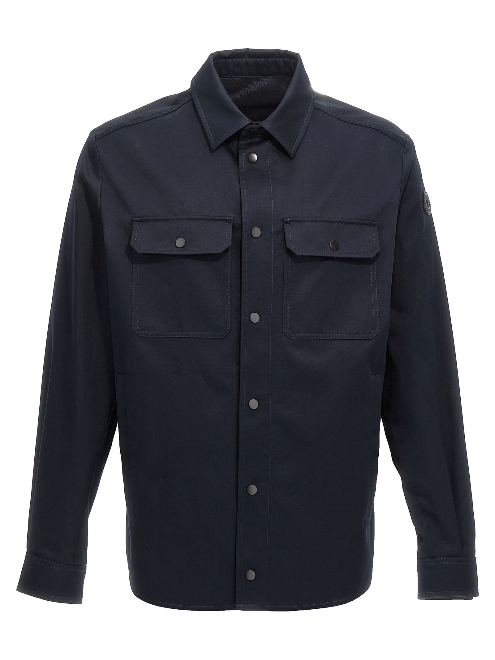 Shop Moncler Cotton Crêpe Shirt In Blue