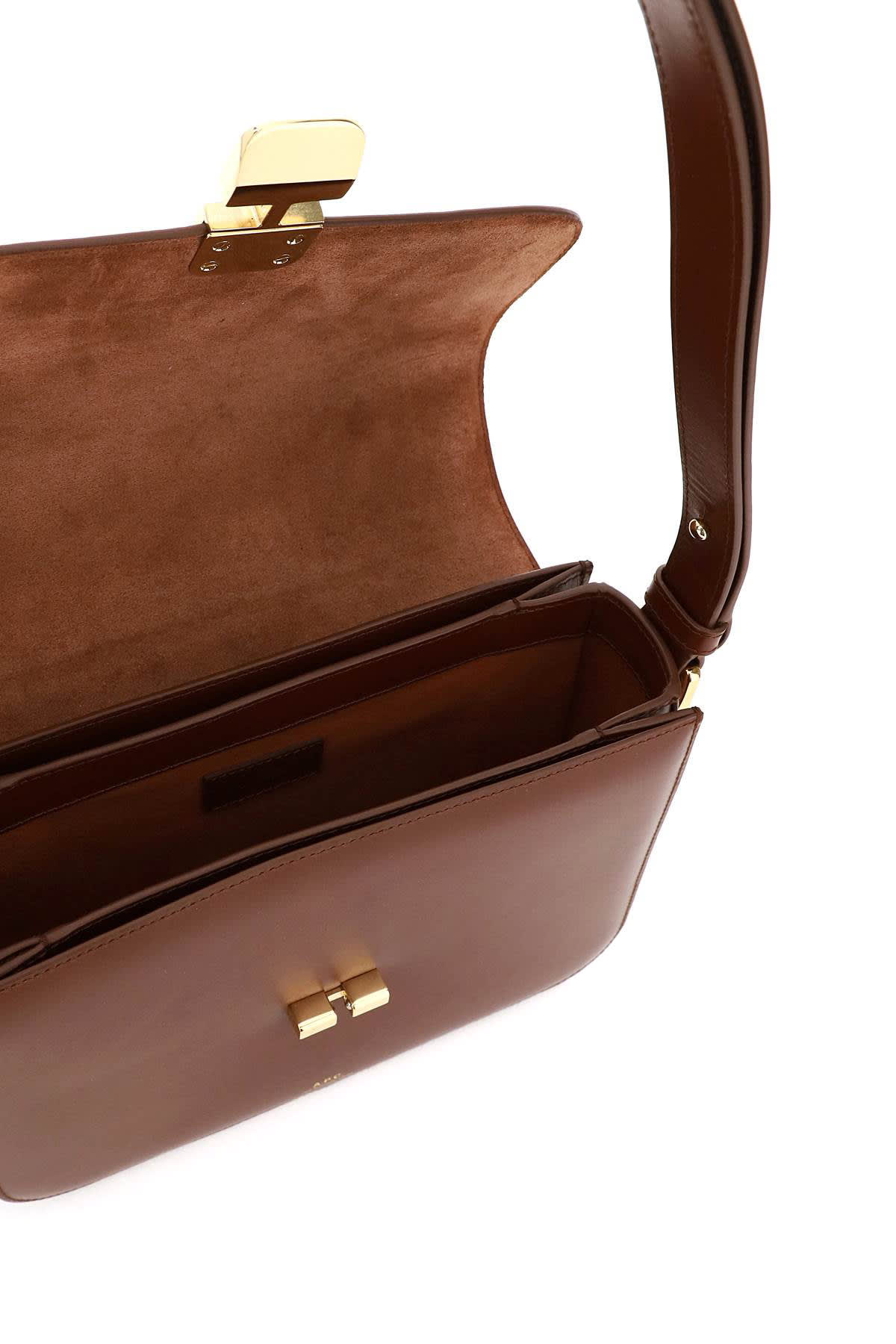 Apc A.p.c. Brown Leather Grace Mini Crossbody Bag In Brown