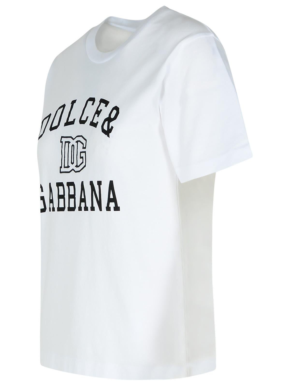 Shop Dolce & Gabbana Logo Printed Crewneck T-shirt In Bianco