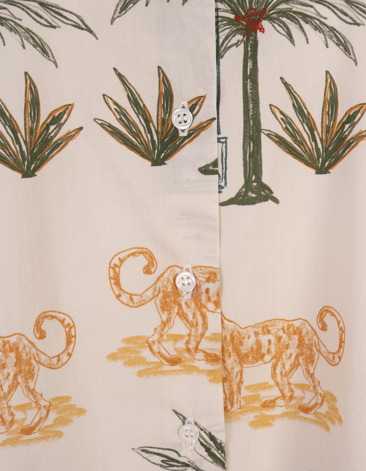Shop Amotea Kaia Shirt In White Cotton With Leopard Print
