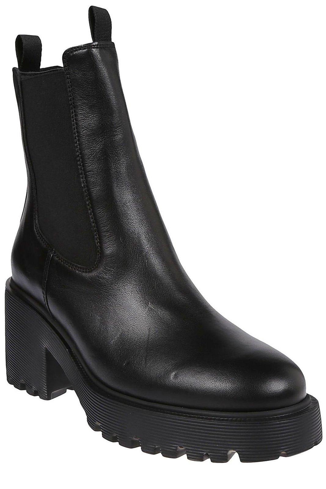 Shop Hogan Round-toe Slip-on Ankle Boots In Black