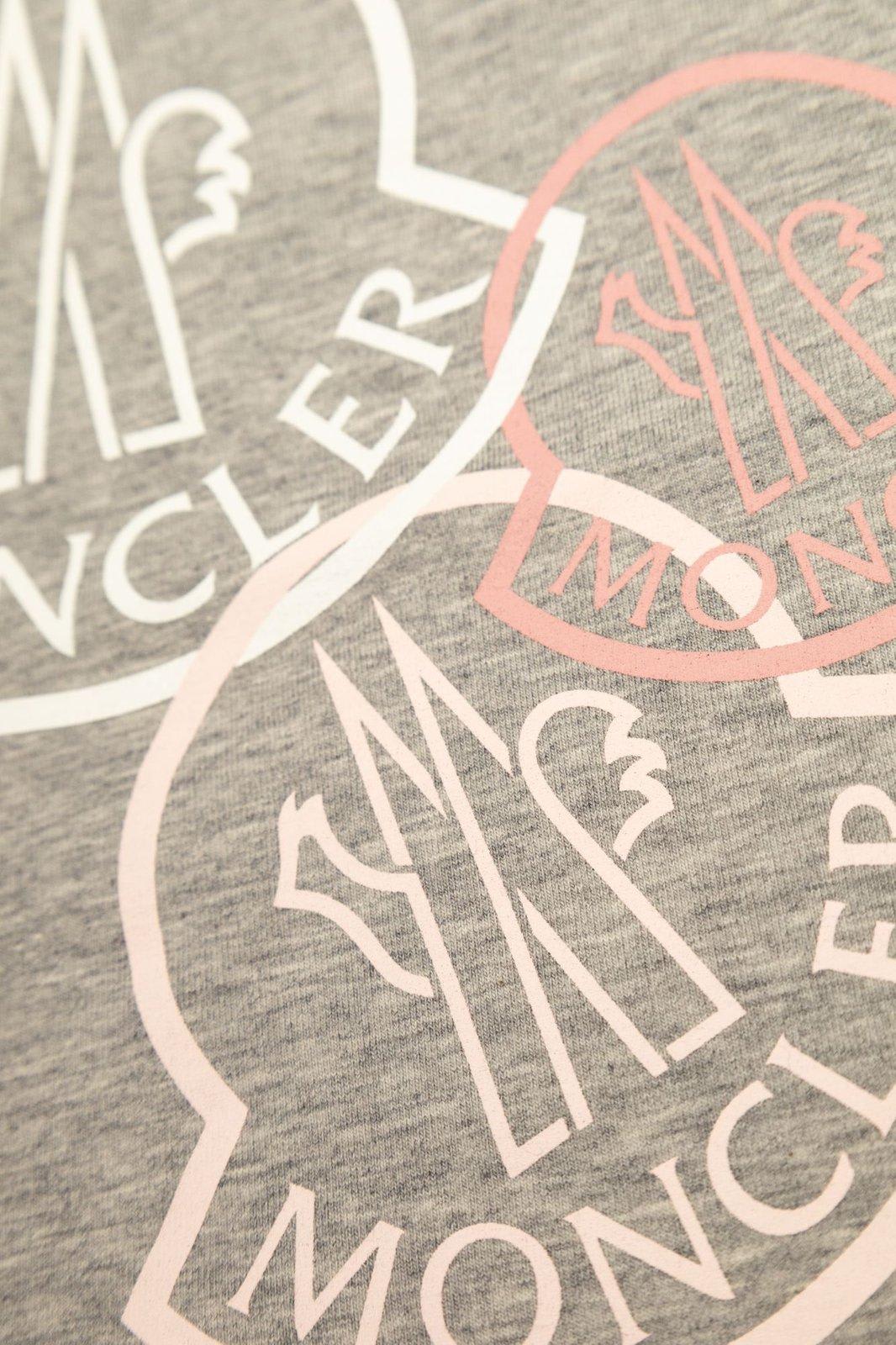 Shop Moncler Logo Printed Crewneck T-shirt In Grey