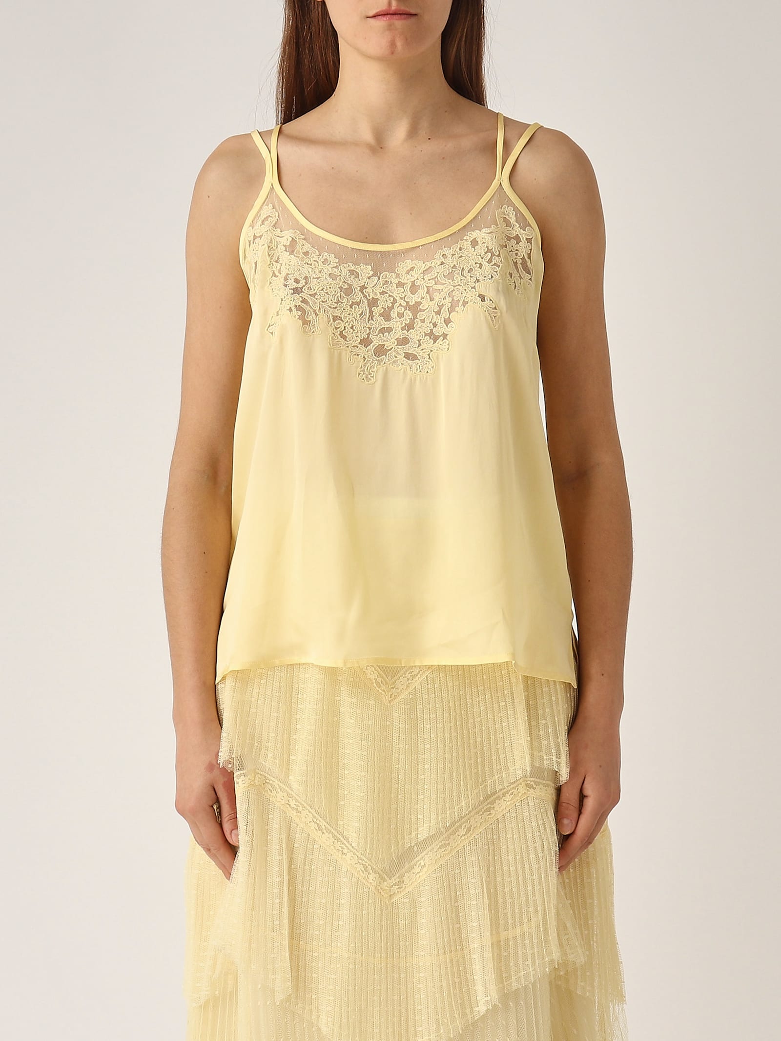 Twinset Twin-set Vanille Satin Top In Vaniglia