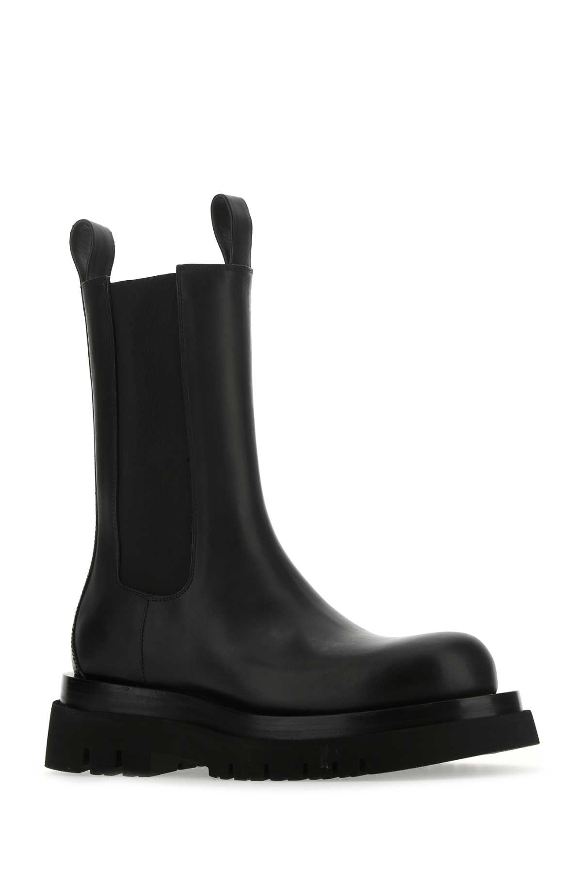 Shop Bottega Veneta Black Leather Lug Boots In 1000