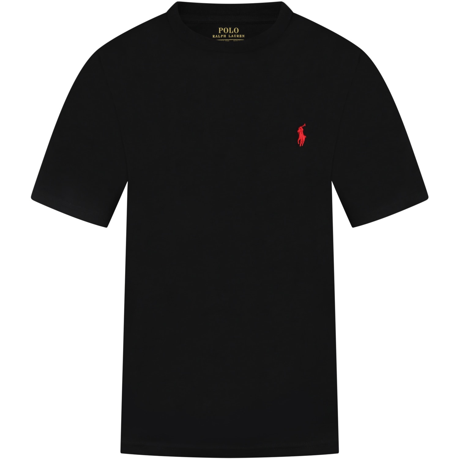 Shop Ralph Lauren Black T-shirt For Kids With Blue Pony Logo