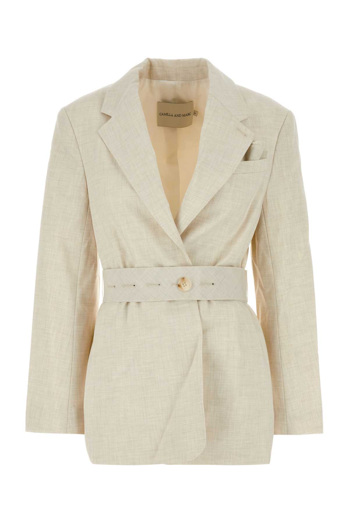 Sand Stretch Polyester Blend Floris Blazer