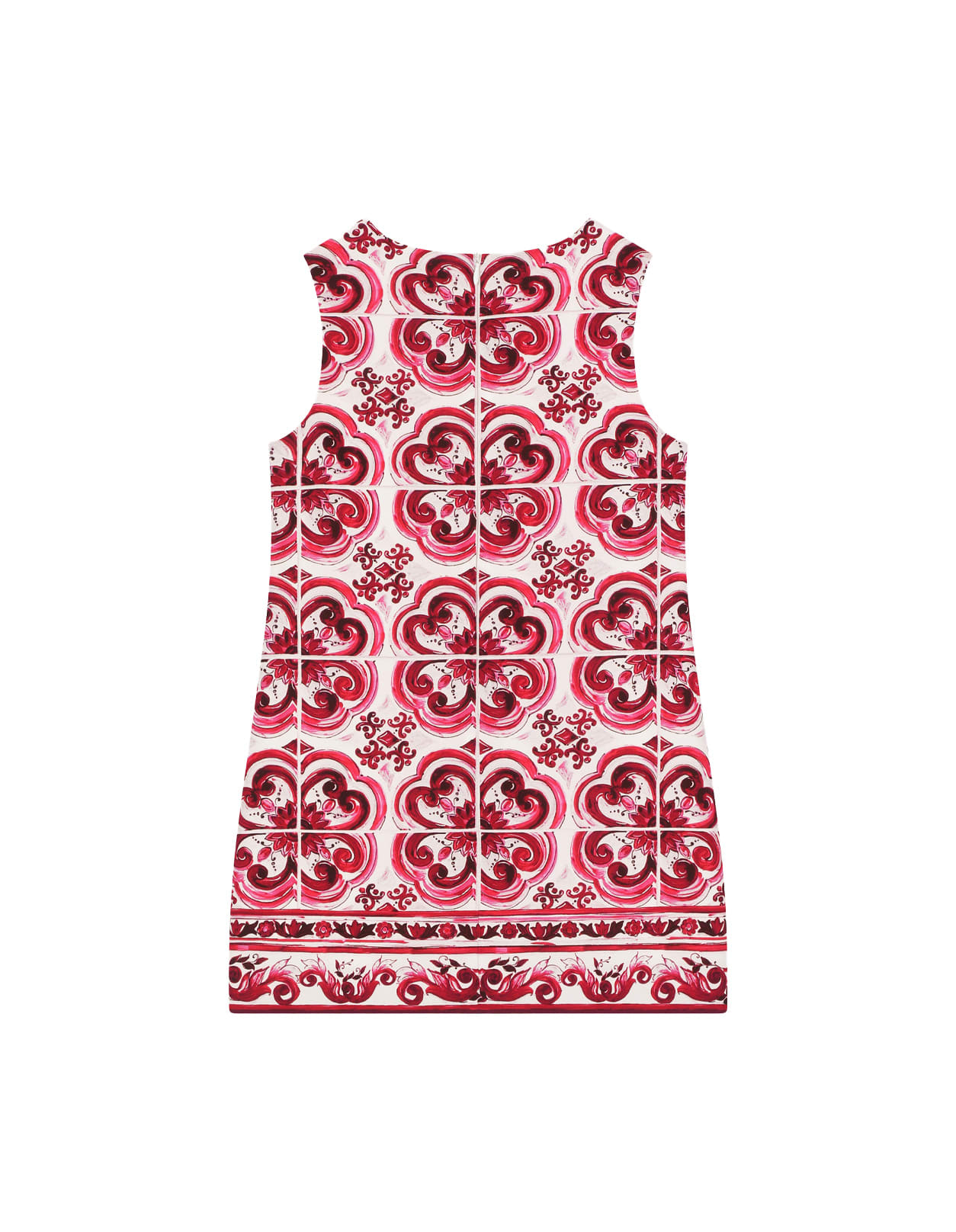 Shop Dolce & Gabbana Short Dress In Cady With Fuchsia Majolica Print In Pink