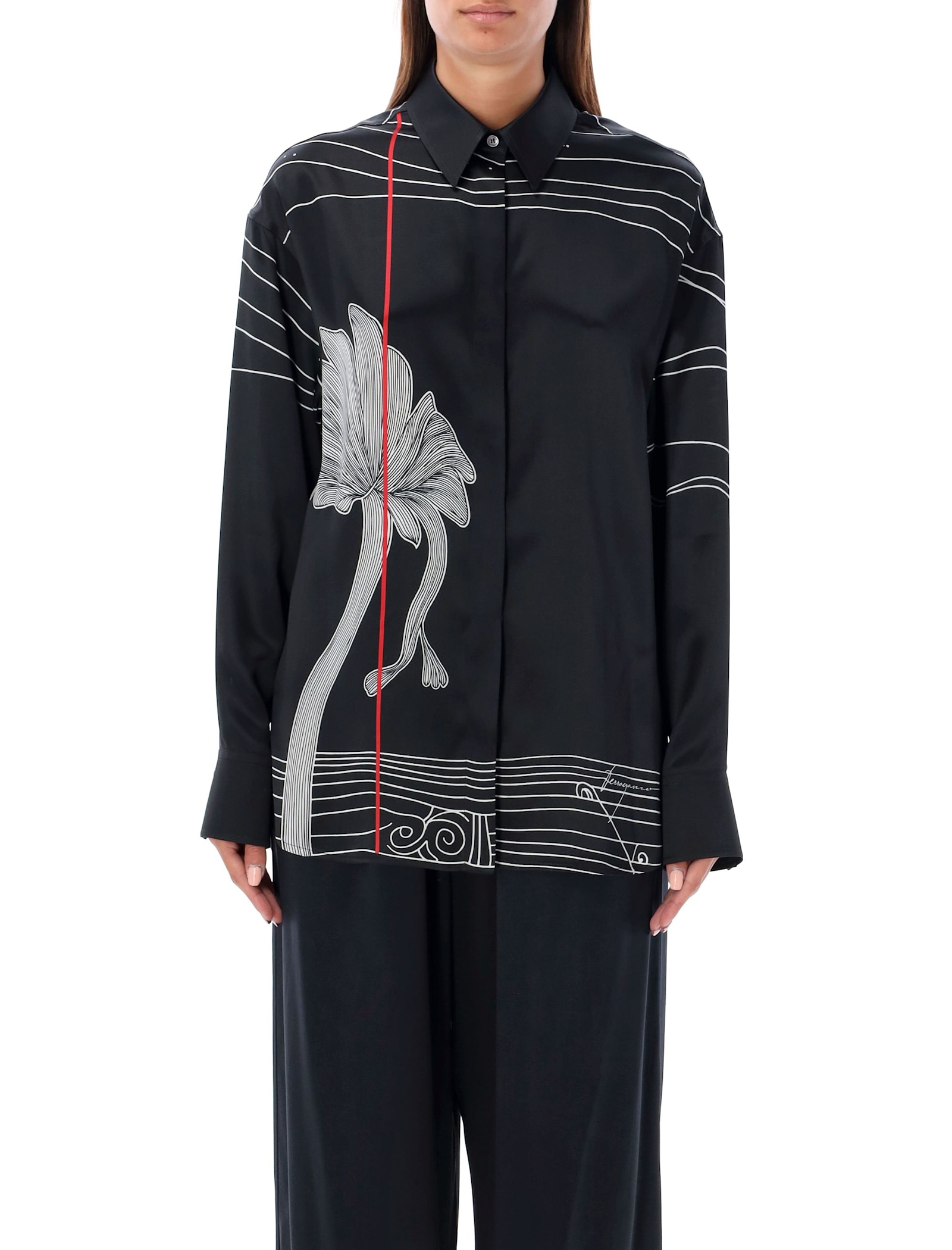 Shop Ferragamo Printed Silk Shirt In Black Print