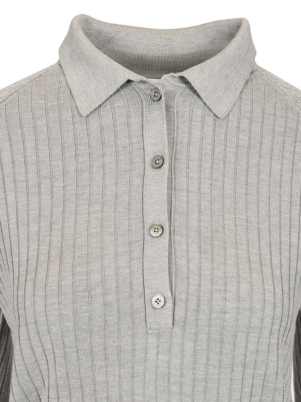 Acne Studios Ribbed Silk Polo Shirt In Grey