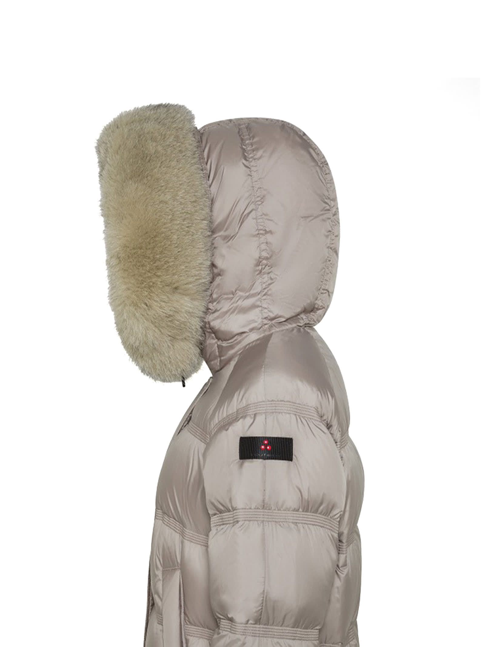 Shop Peuterey Takan Beige Puffer Jacket With Fur Hood In Corda