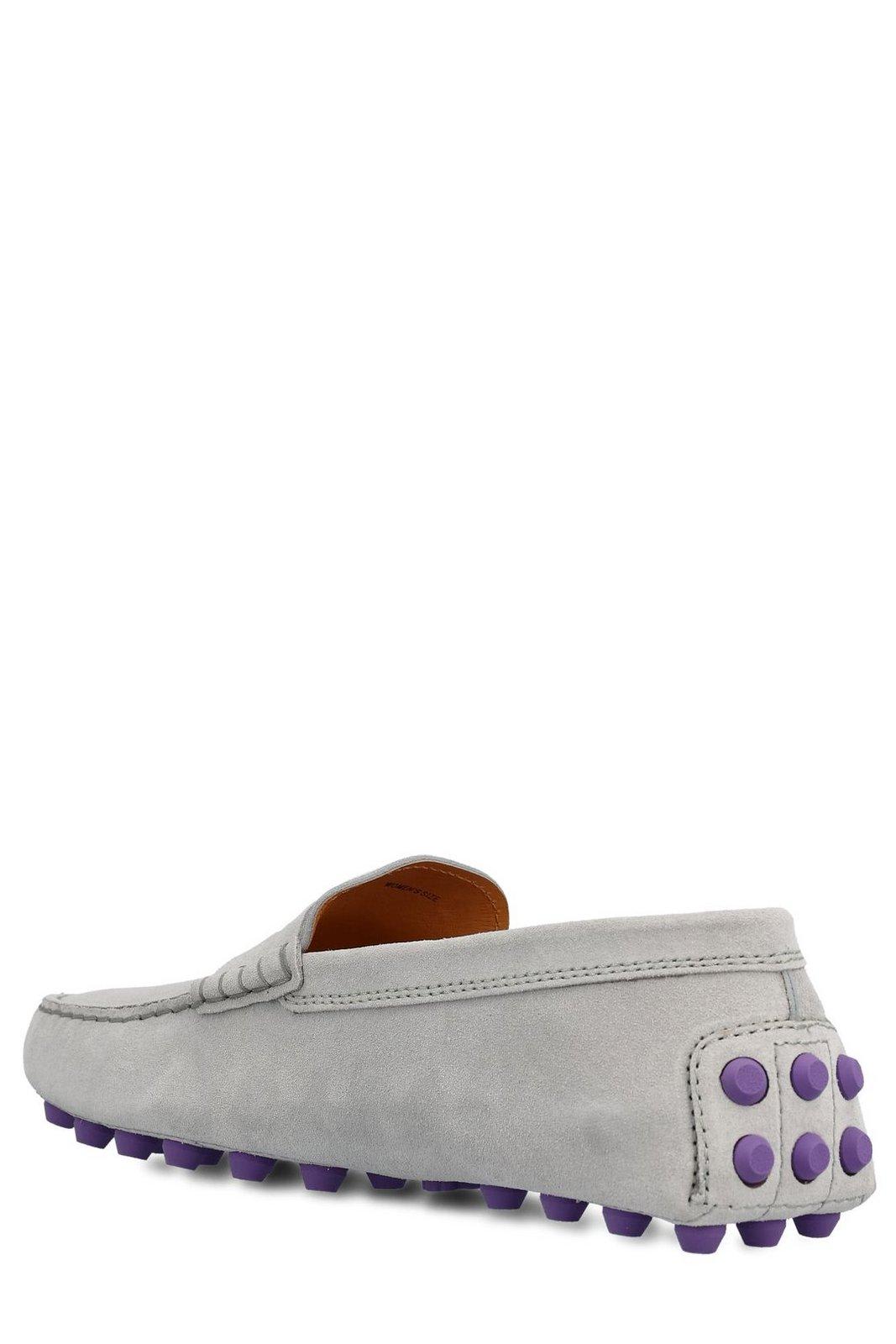 Shop Tod's Gommino Logo-debossed Slip-on Loafers In Grey