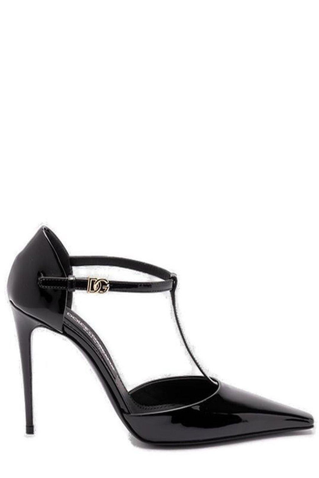 Shop Dolce & Gabbana T-bar Pointed Toe Pumps In Nero