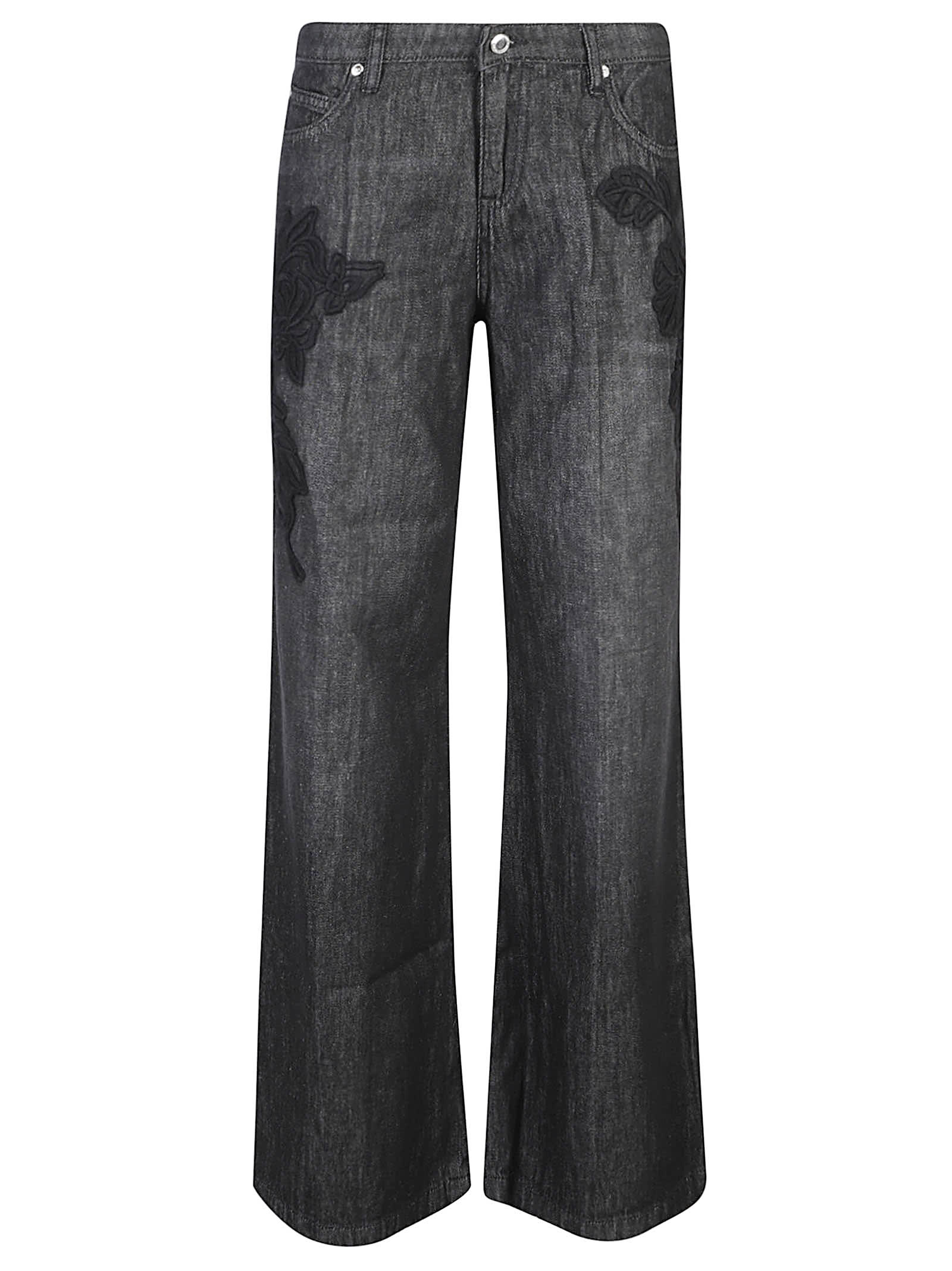Ermanno Firenze Denim Trousers With Belt Loops In Black