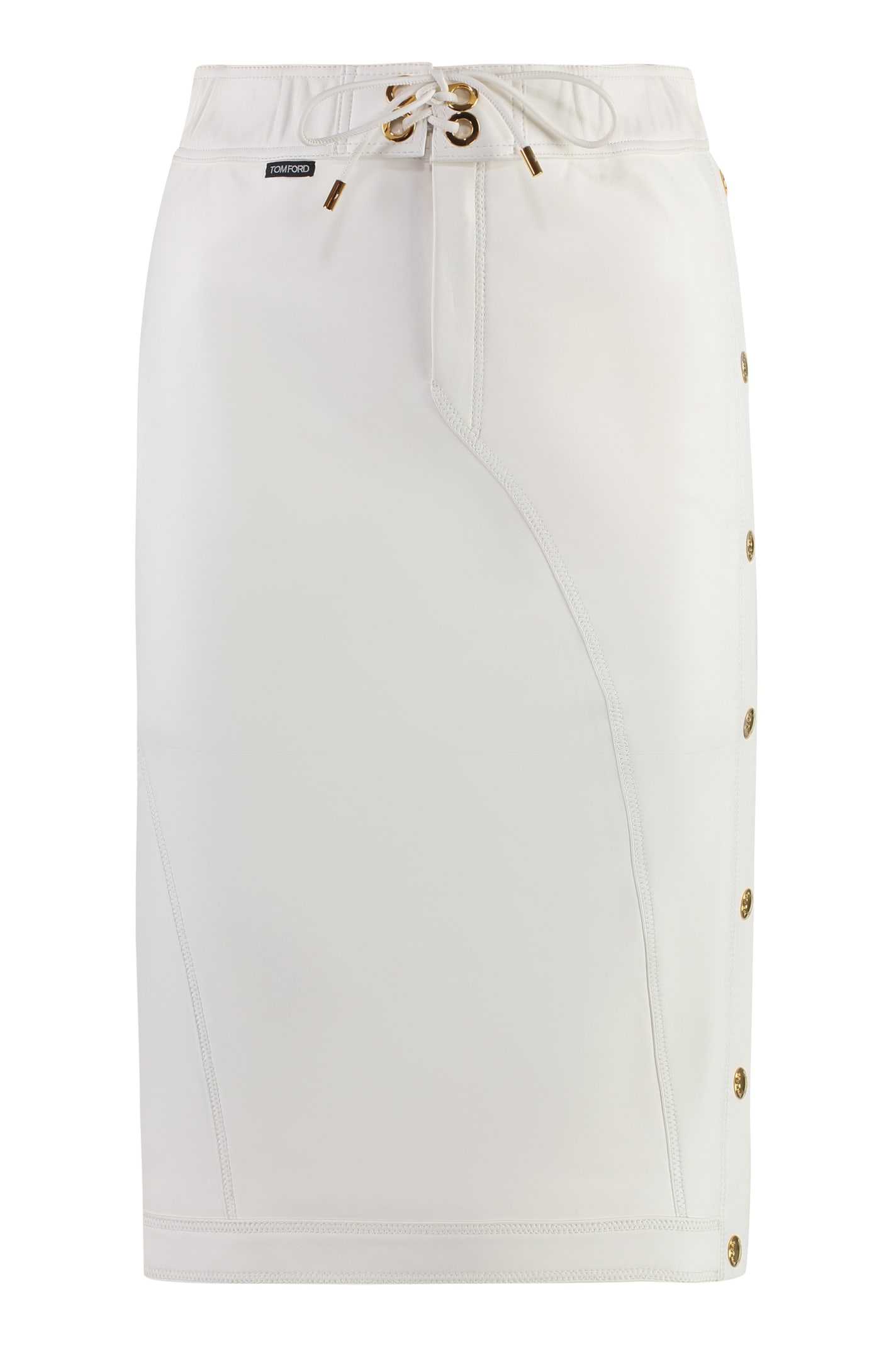 Shop Tom Ford Leather Skirt In White