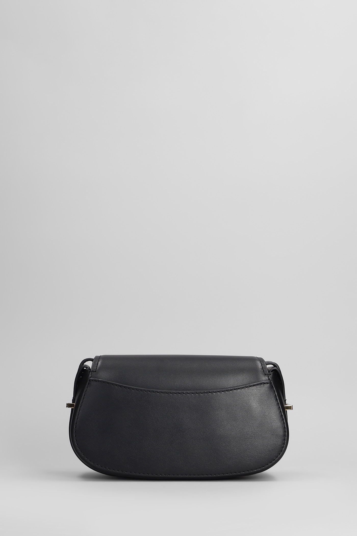 Michael Kors Lydia Curved Black Leather Shoulder Bag In Black