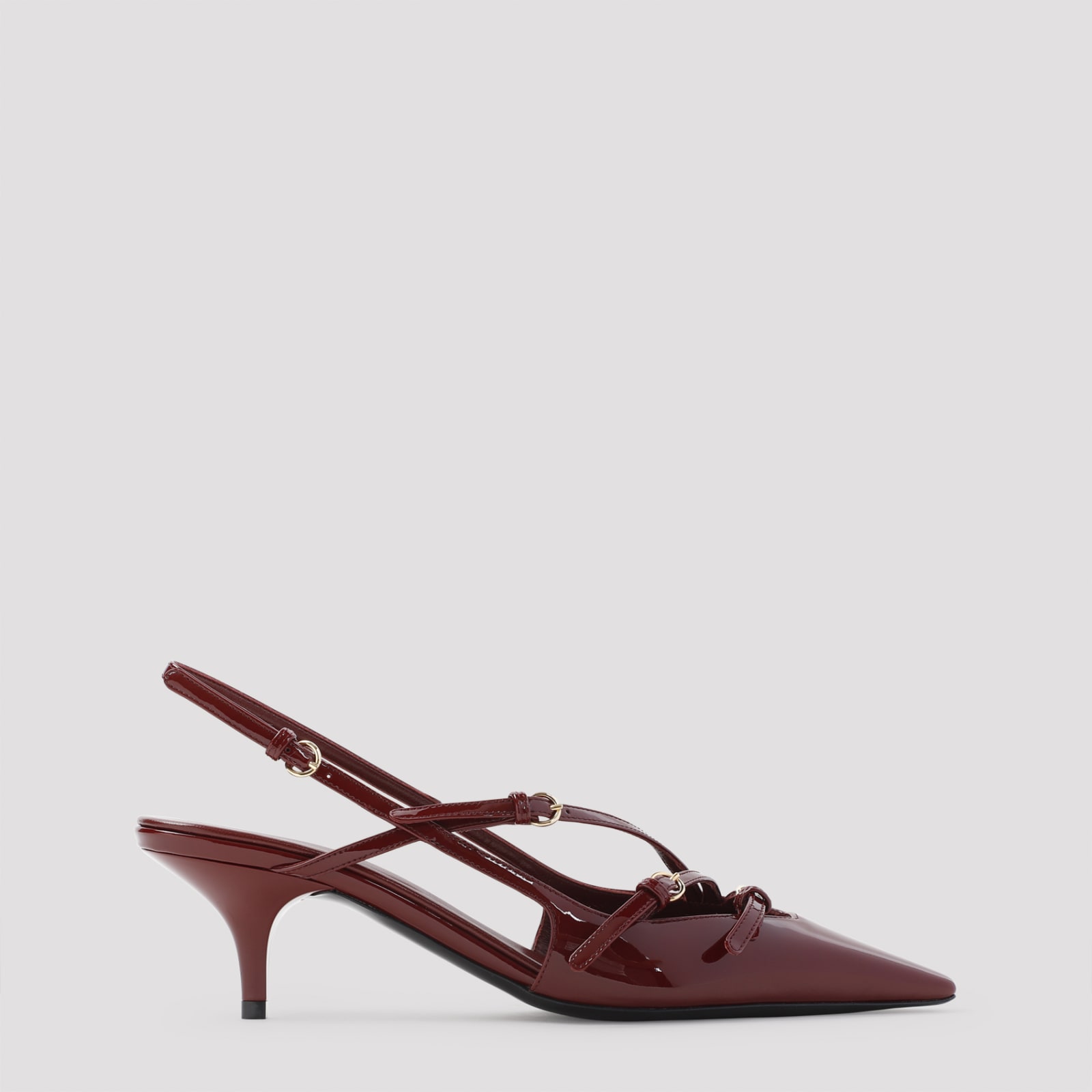 Miu Miu Patent Leather Slingbacks With Buckles In Porpora