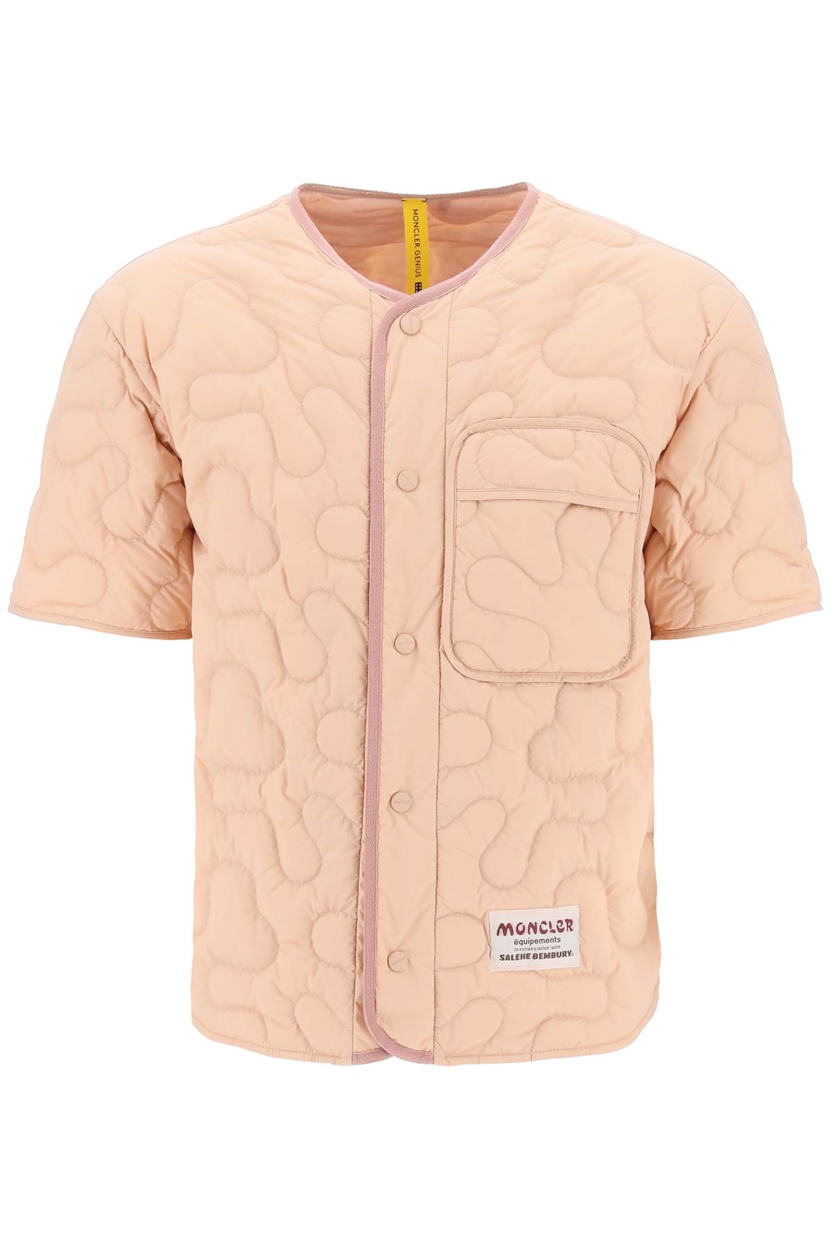 Shop Moncler Short-sleeved Quilted Jacket In Pink
