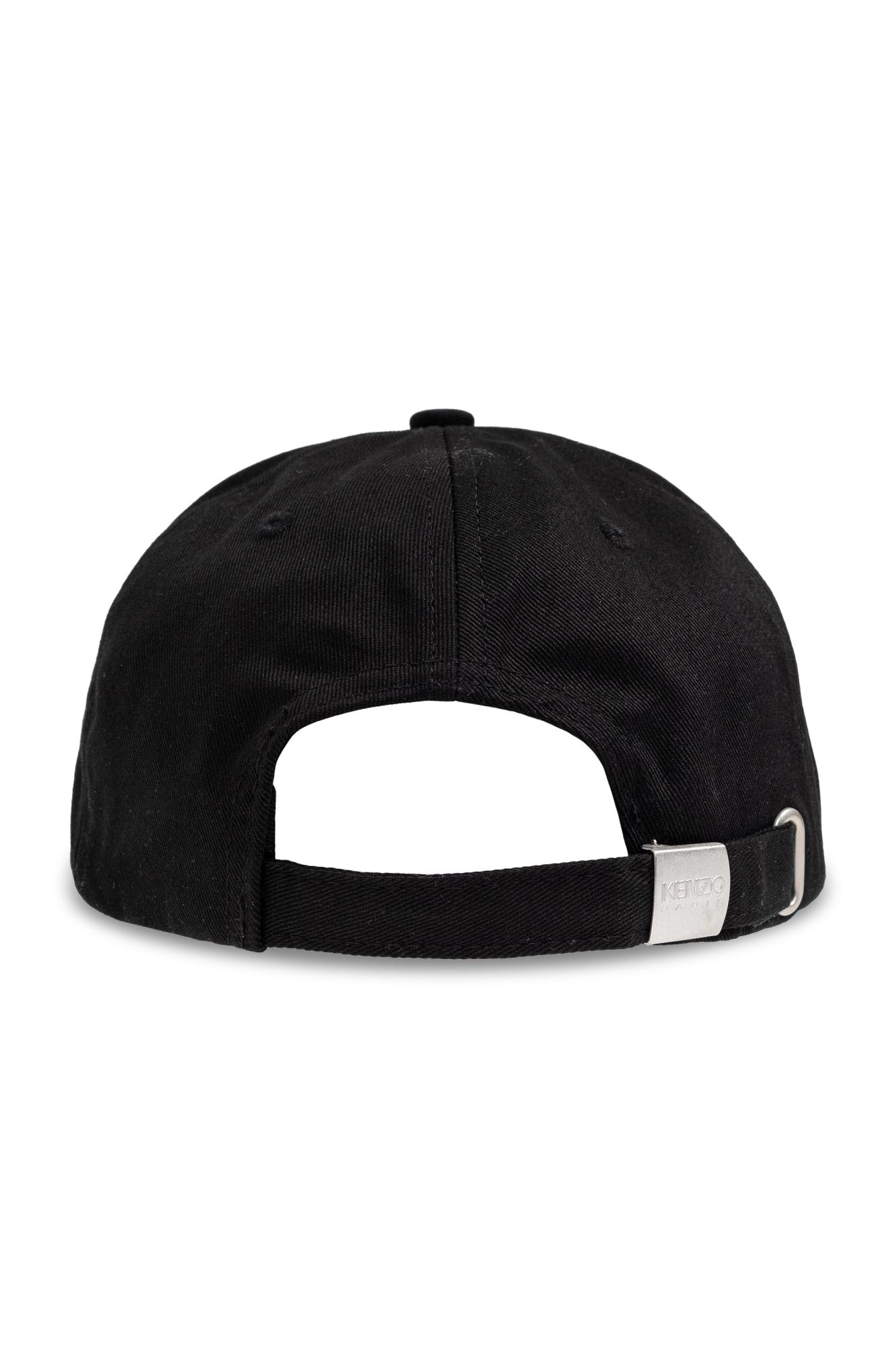 Kenzo Black Cap With Floral Logo In Black