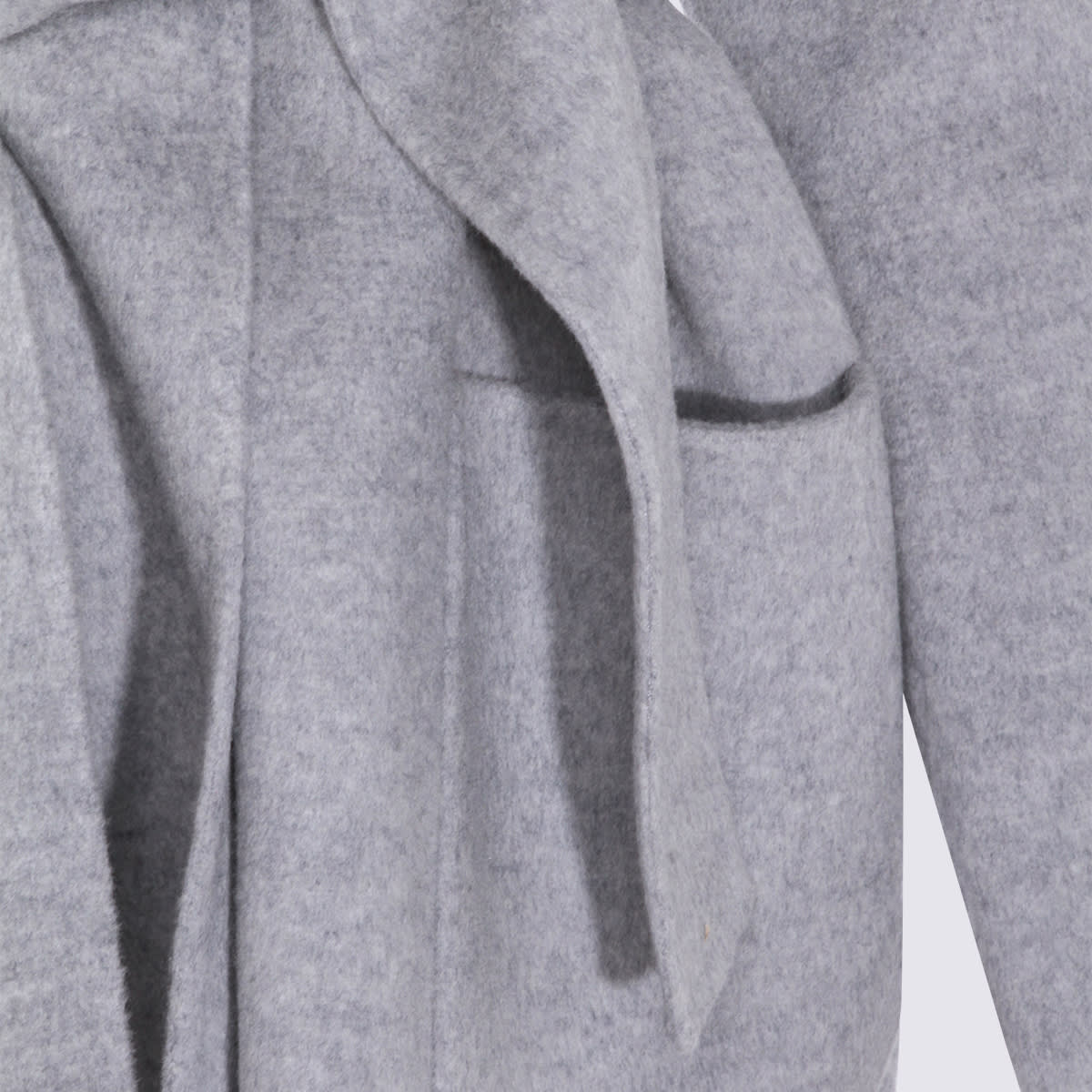 Fabiana Filippi Stylish Coat With Belted Waist And Hood In Gray