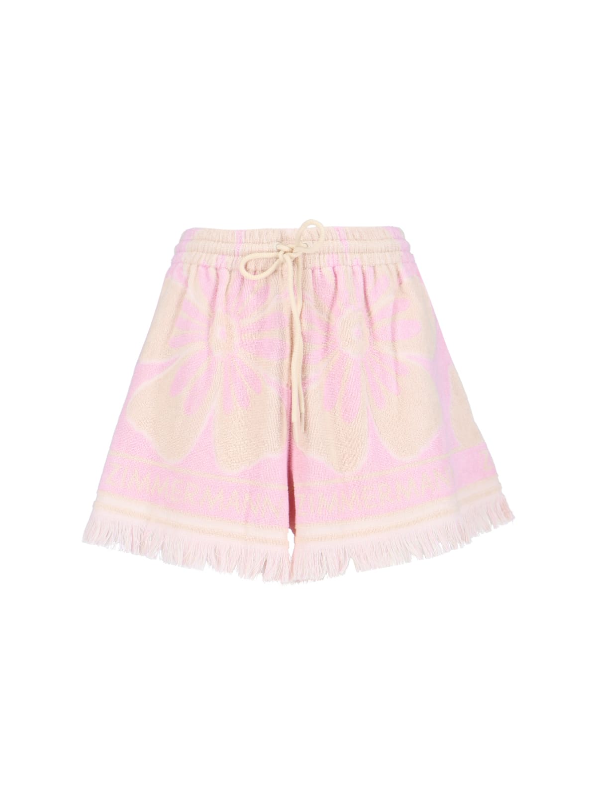 Shop Zimmermann Pop Terry Shorts In Pink