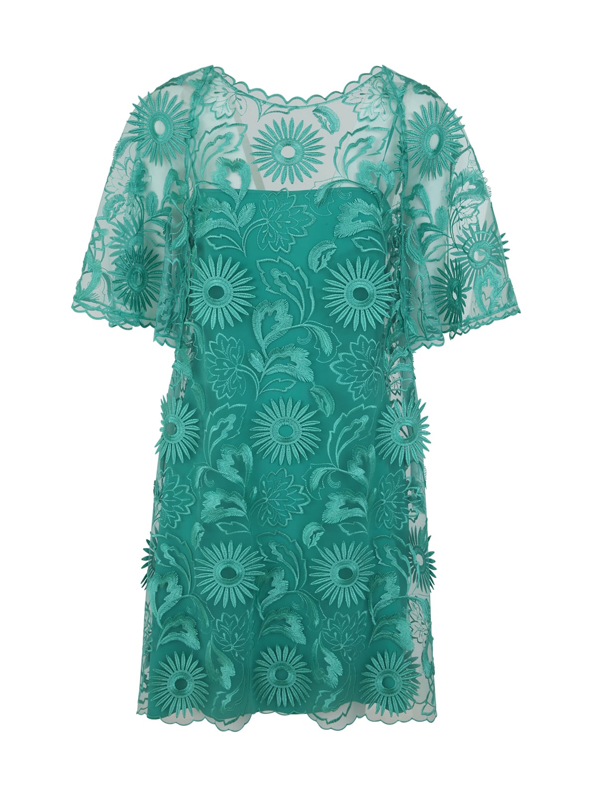 Alberta Ferretti Lace Effect Mini Dress In Emerald